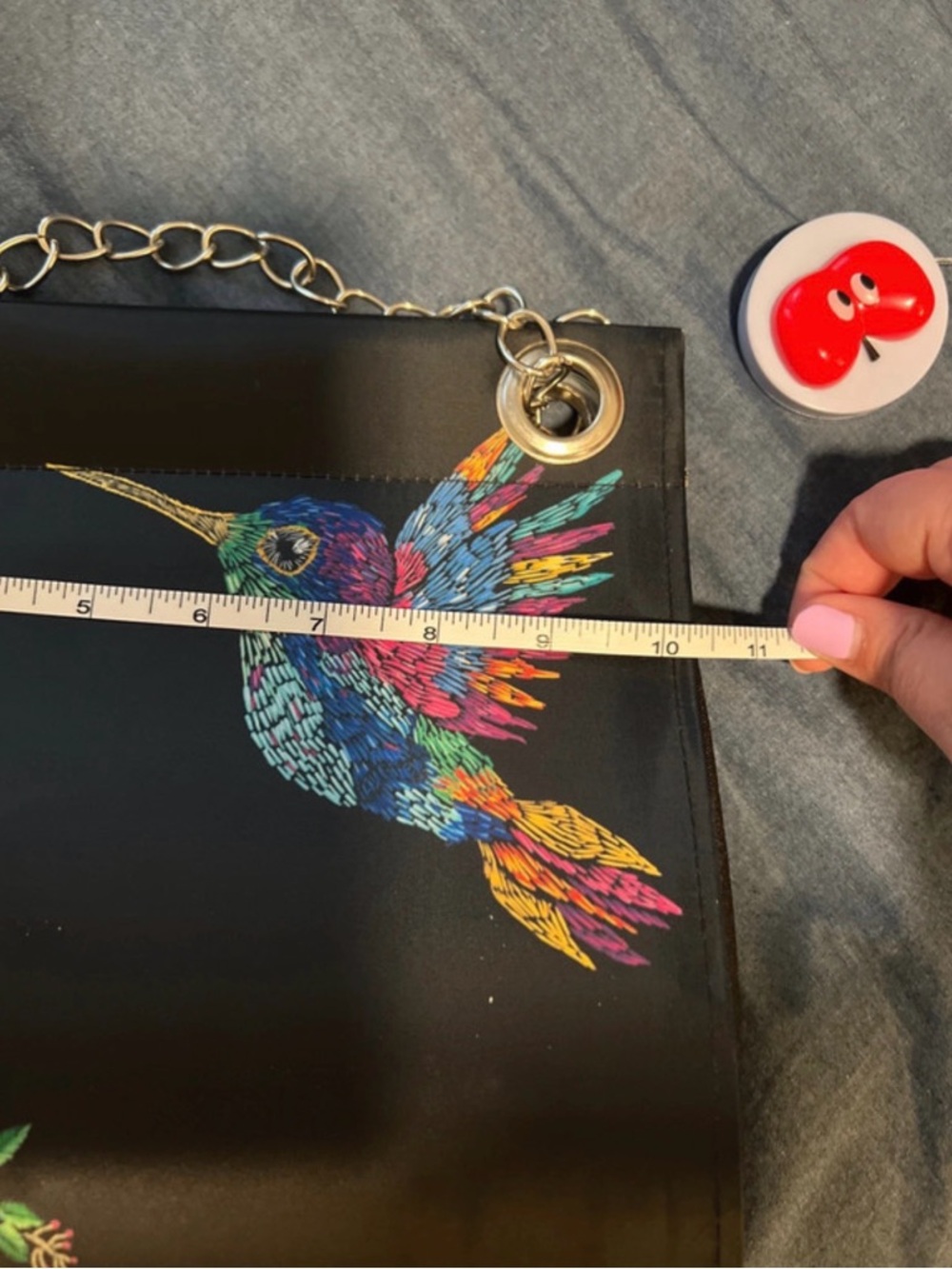 Hummingbird Floral Shoulder Bag - Black - Picture 6 of 7